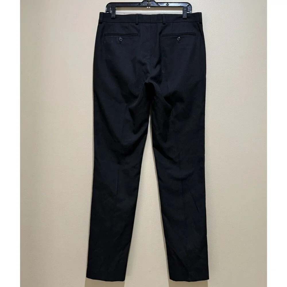 Topman Mens 32x32 Black Slim Fit Dress Pants Flat Front Formal Trousers Suitwear